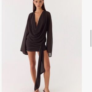 Peppermayo Sorrel Long Sleeve Mini Dress - Chocolate